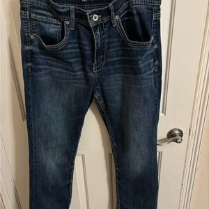 BKE Men's Dark Blue Straight Jeans